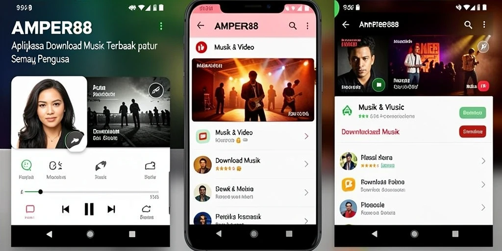 Antarmuka AMPER88 yang simpel dan fungsional untuk Download Musik.