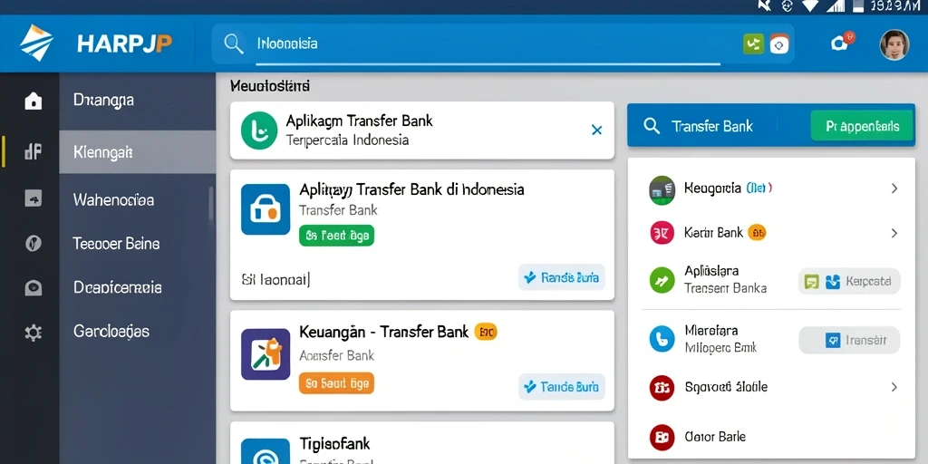 Antarmuka pengguna HARAPJP yang sederhana dan efektif untuk Transfer Bank.