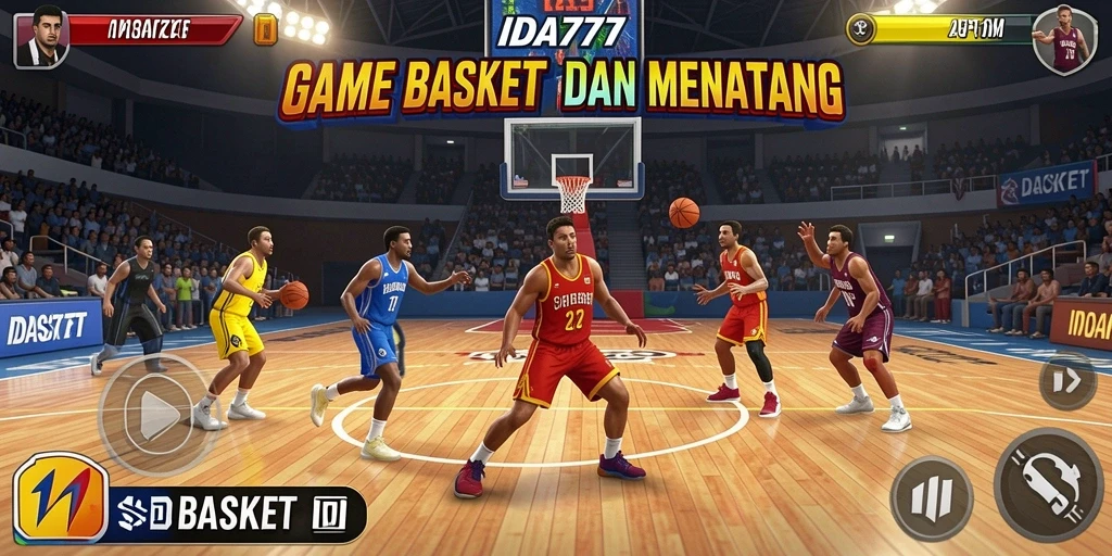 Screenshot IDA777 menunjukkan aksi seru di lapangan basket.