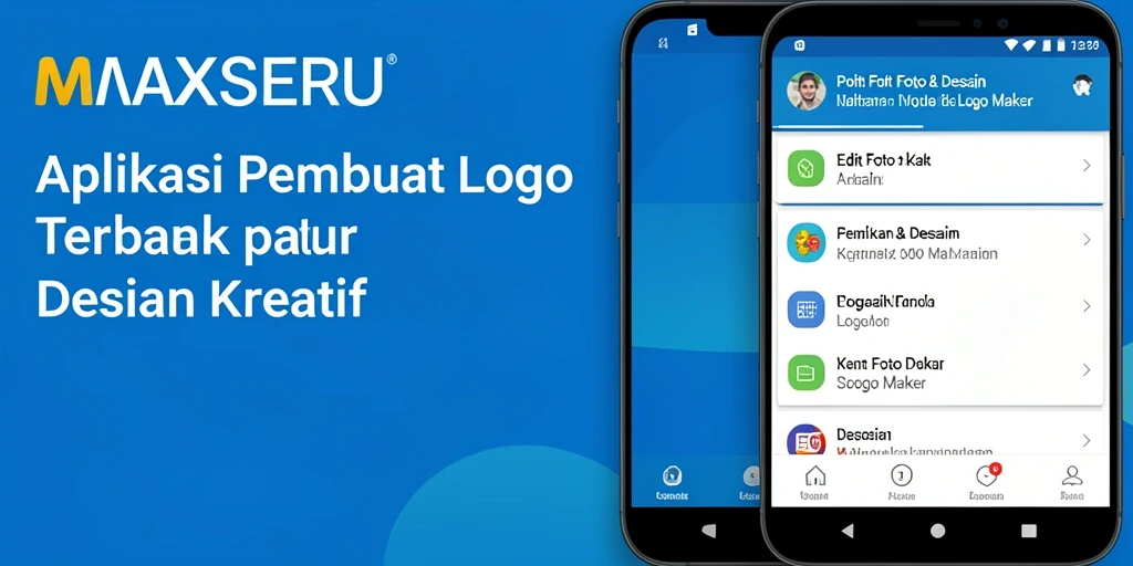 Tampilan antarmuka pengguna MAXSERU yang modern dan intuitif untuk membuat logo.