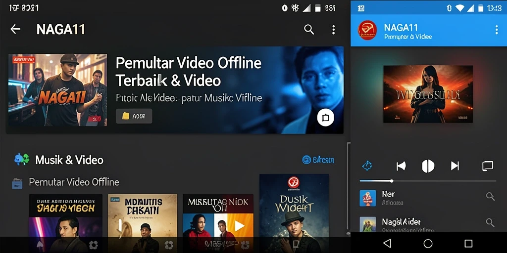 Antarmuka NAGA11 yang sederhana dan fungsional untuk pemutar video offline.