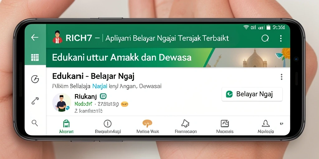Tampilan antarmuka RICH7 yang informatif dan interaktif untuk belajar ngaji.