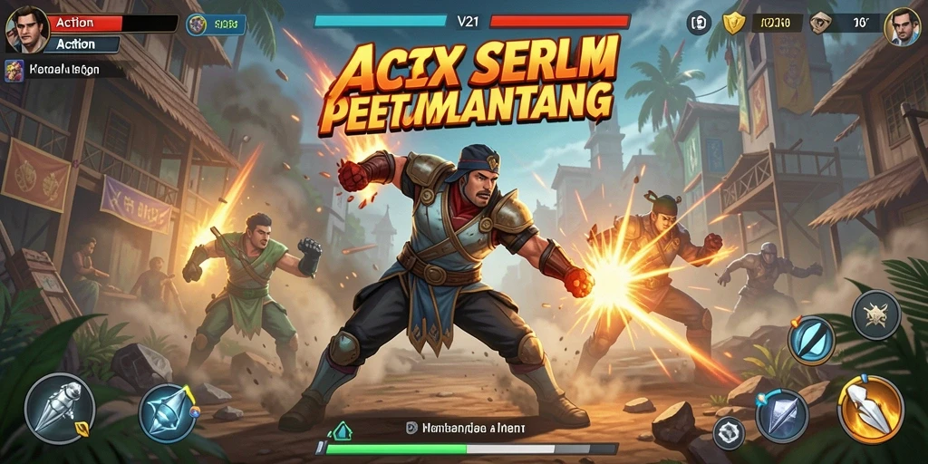 Screenshot antarmuka V21 menampilkan aksi seru di battlefield.