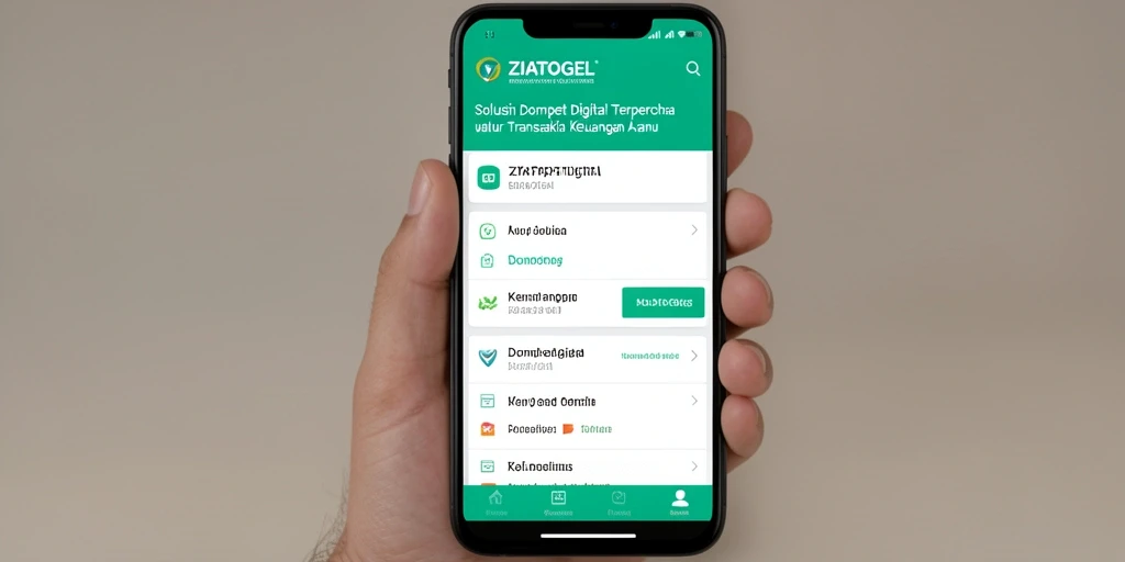 Tampilan antarmuka pengguna aplikasi Dompet Digital ZIATOGEL.